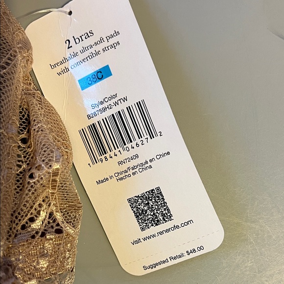 Rene Rofe Nude Lace Bra 38 C - Picture 2 of 6